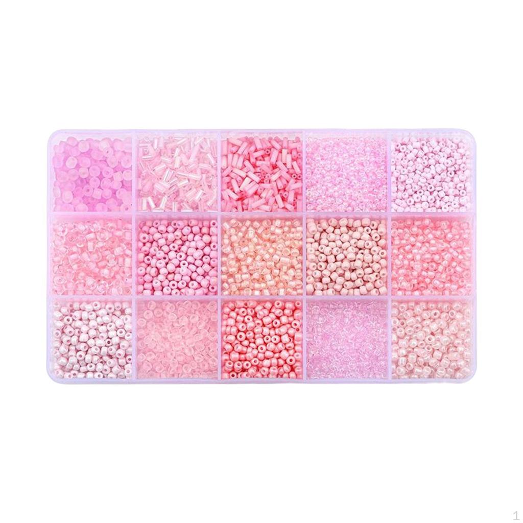 15 Colors Glass Beads Set for Bracelet Making Tube Kit Spacer Handcrafted DIY Craft