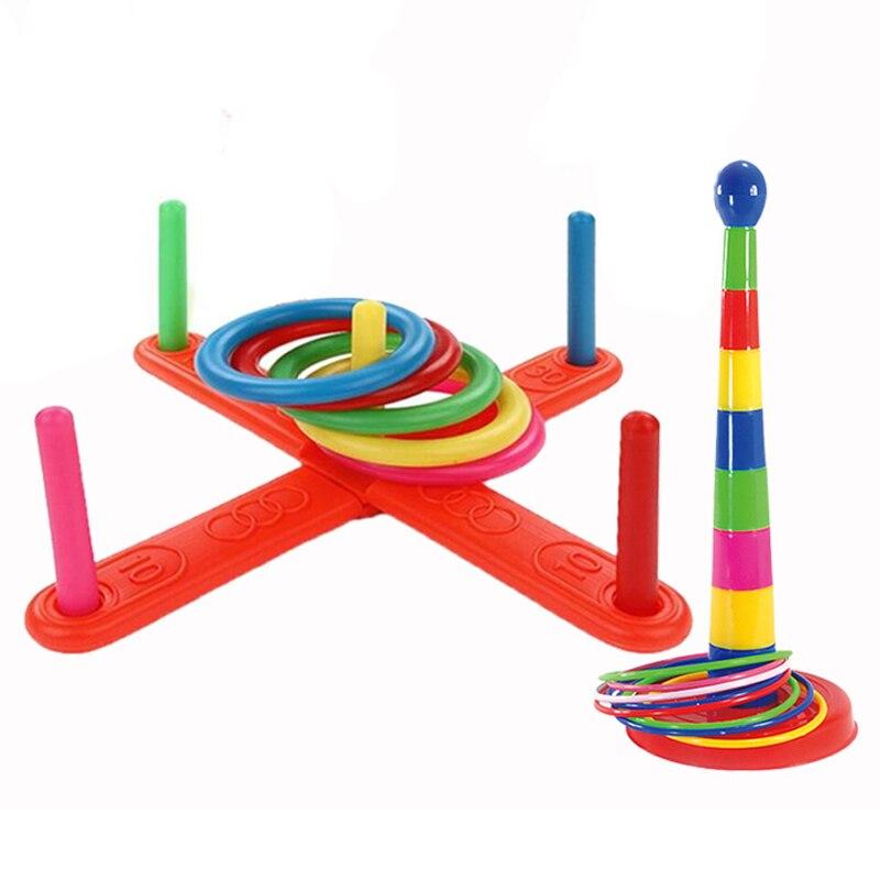 Throwing Ferrule Toys Parent Child Rainbow Rings Toys Cross Five Ring Ferrule Toy Sport Educational Toys for Children