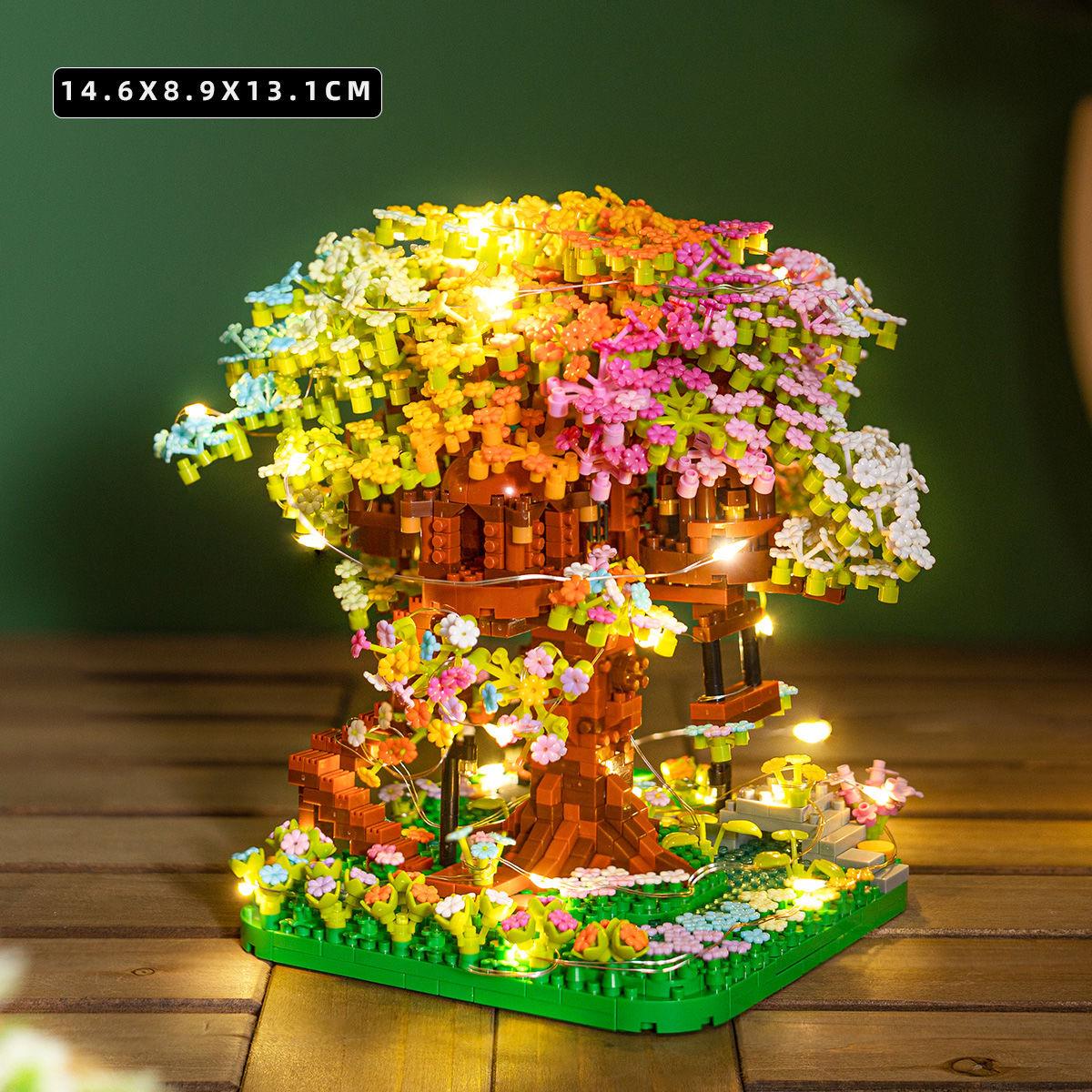 

Сумісний з Лего Набір будівельних блоків «Райдужний будиночок на дереві з квітами сакури» для дітей