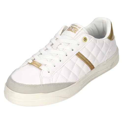 Admiral MARTON QUILT AD833 Sneakers, Unisex, White/Gold, Size 26.0cm