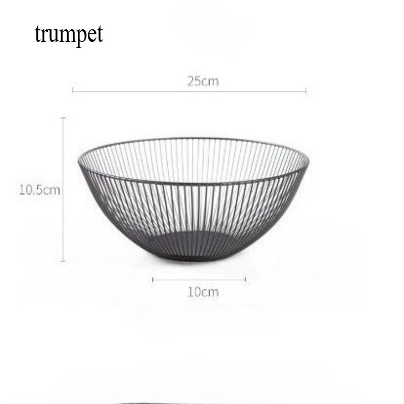 

1pcs Household Tools Storage Basket Black Table Decor Metal Candy Dish Kitchen Fruit Bowl Food Baskets Iron Vegetable Home Holder Small size чёрный