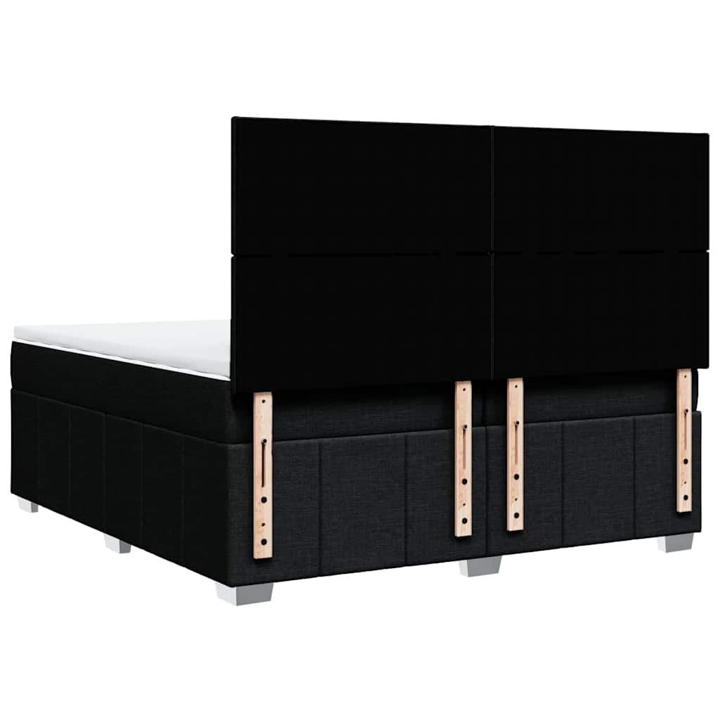 Box Spring Bed with Mattress Black 200x200 cm Fabric