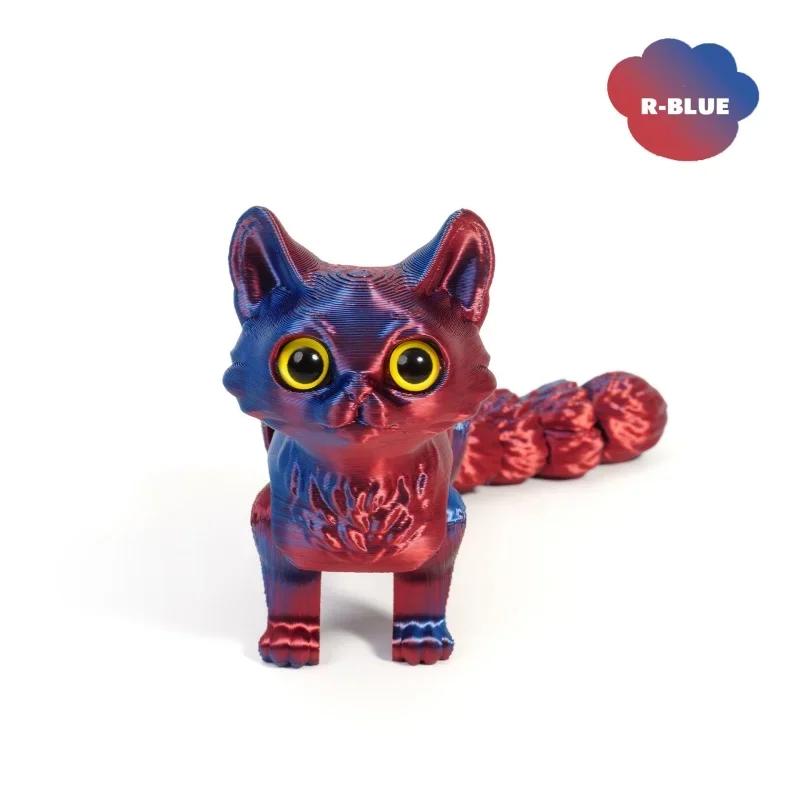 Creative 3d Printing Cute Cartoon Kitten Shape Luminous Color Ornaments Suitable For Home Office Desktop Decoration