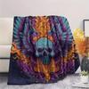 Winged Skull  Print Flannel Blanket, High Quality Comfortable for All Seasons, Home Decor, Warmth and Comfort