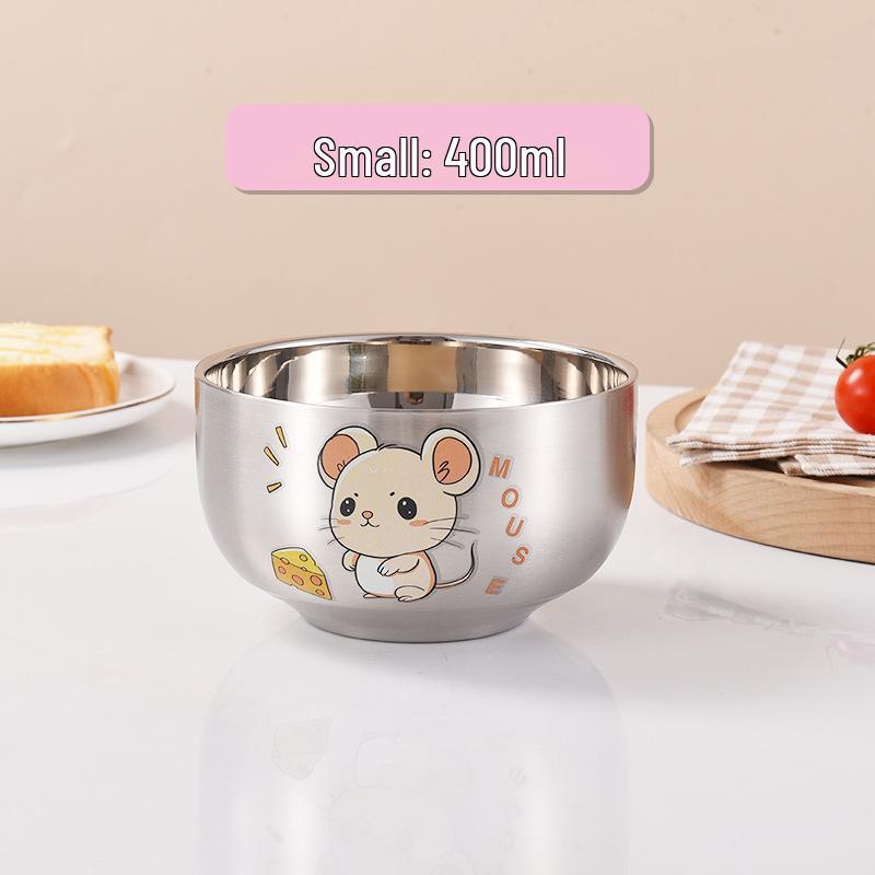 Children's Cartoon Zodiac Insulated Stainless Steel Bowl - Food Grade, Double Layer, Anti-Fall Design