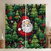 Cartoon Santa Claus Curtain Christmas Curtains Happy New Year Drapes Western Festival Room Window Treatment Light Blocking Made Of Polyester