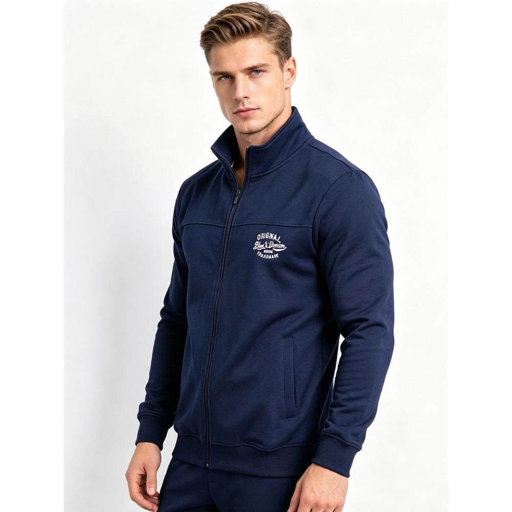 Men's Plus Size Cotton Track Jacket (Sizes L-6XL) - Full Zip Stand Collar Sweatshirt with Pockets - Big and Tall Casual Outerwear
