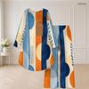 Women Plus Size Two Piece Set Round Neck Long Sleeve Plaid Printed Orange High Low Top Wide Leg Pants