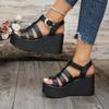 Fashion Summer Ankle Buckle Women Wedge Sandals Patchwork Platform Sandals Breathable Comfort Non-slip Soft Sole Gladiator Shoes Women