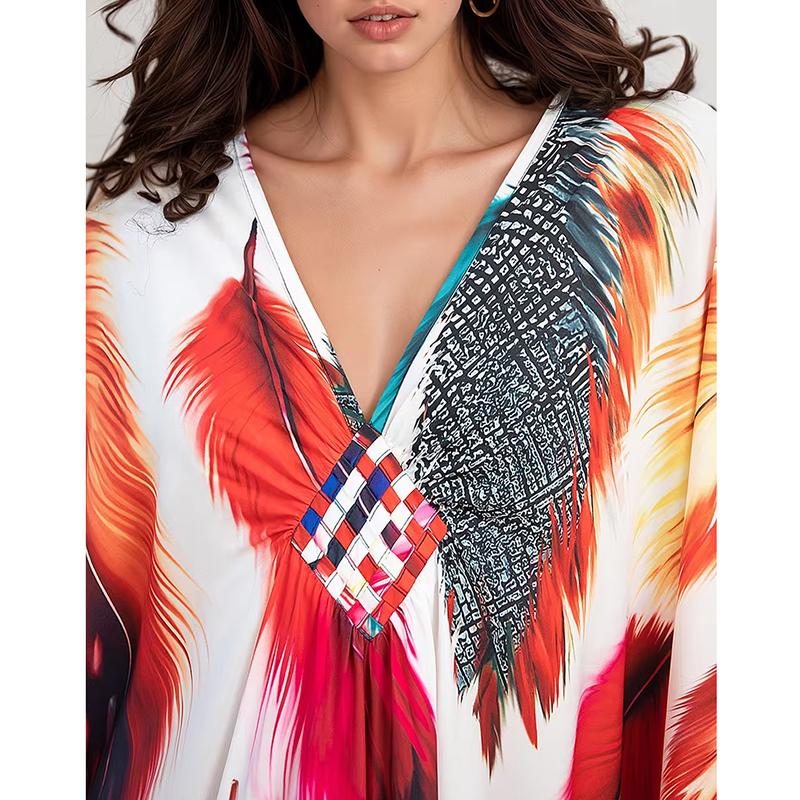 XITAO Contrast Color Printing Cartoon Women Dress GJ1207