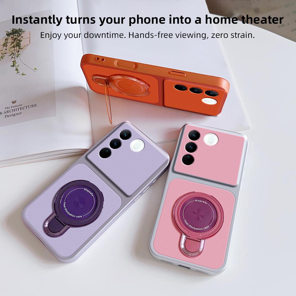 For Vivo S16 S16 Pro Case Vivo V27 V27 Pro Cover Vivo S16e Vivo V27e leather Case Magnetic Bracket Magsafe Holder Stand Cover