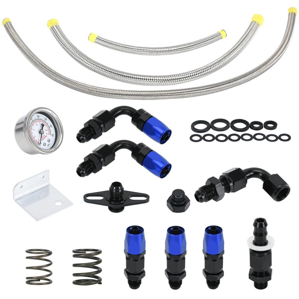 Adjustable Fuel Pressure Regulator Kit AN6 Feed & AN6 Return Line W/ 0-160PSI Gauge Set 3-20/ 20-45/ 45-70 Pressure Springs