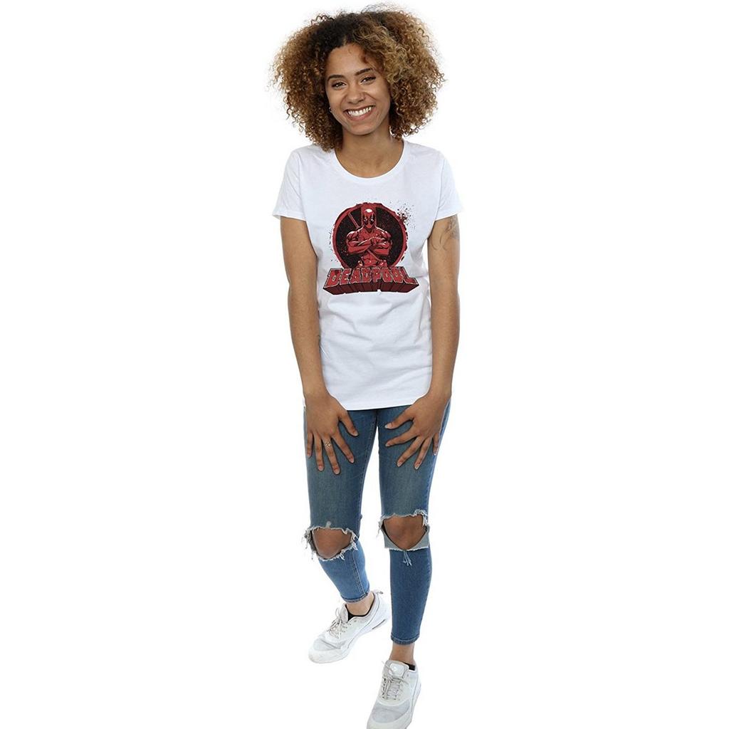 Deadpool Womens/Ladies Arms Crossed Logo Cotton T-Shirt