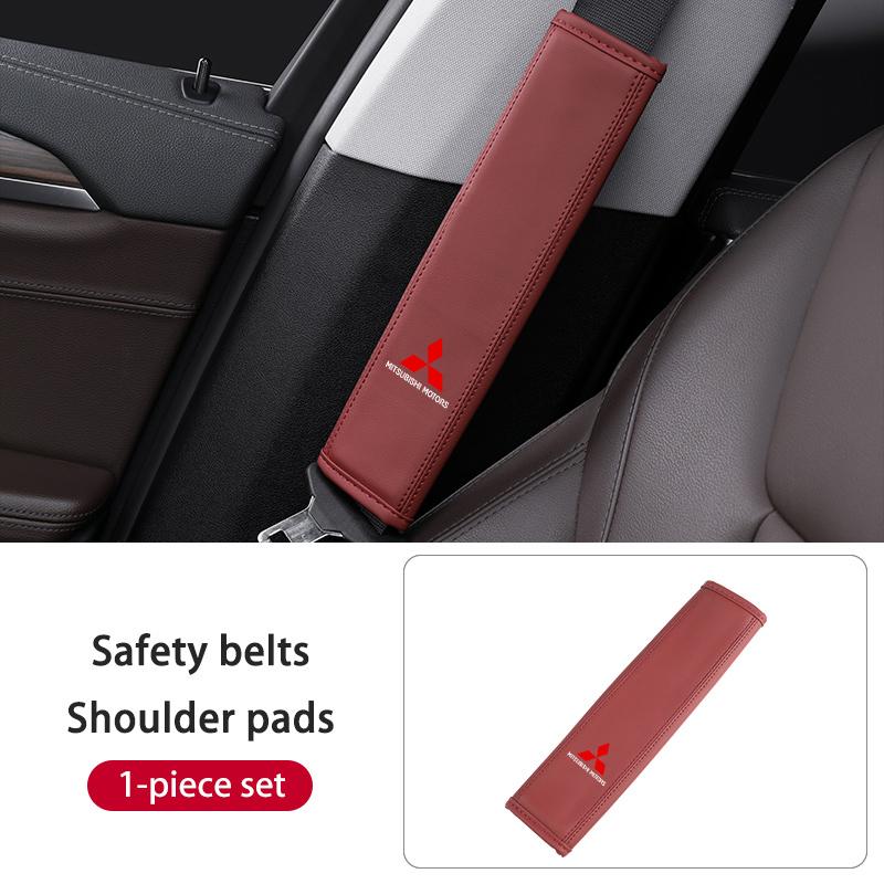 

Leather Car Seat Belt Protector Pad Shoulder Strap Cover Interior Accessories For Mitsubishi Outlander Lancer L200 ASX Pajero