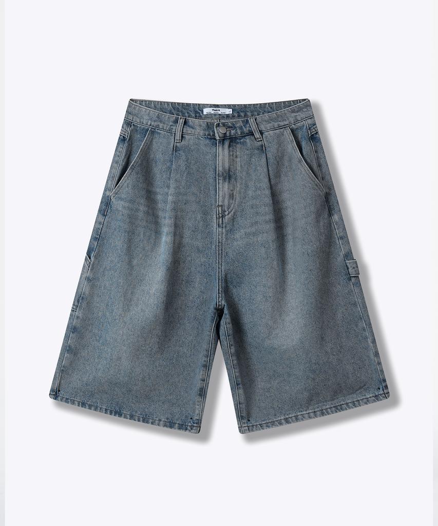 Descheuis Everyday Single-Pleat Carpenter Bermuda Denim Pants Vintage Blue (Type B)