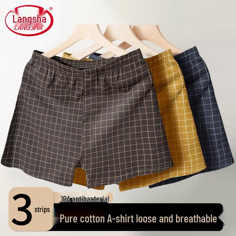 

Мужские боксеры Langsha из чистого хлопка, антибактериальные, свободного кроя, в клетку 4XL