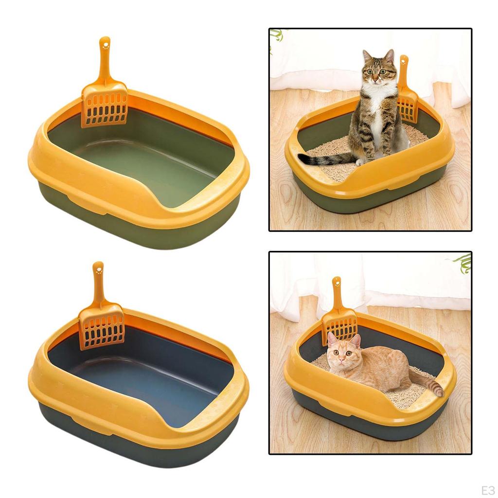 Cat Open Top Non- Litter Kitten Pan Detachable Rim Toilet W/ Container Accessories