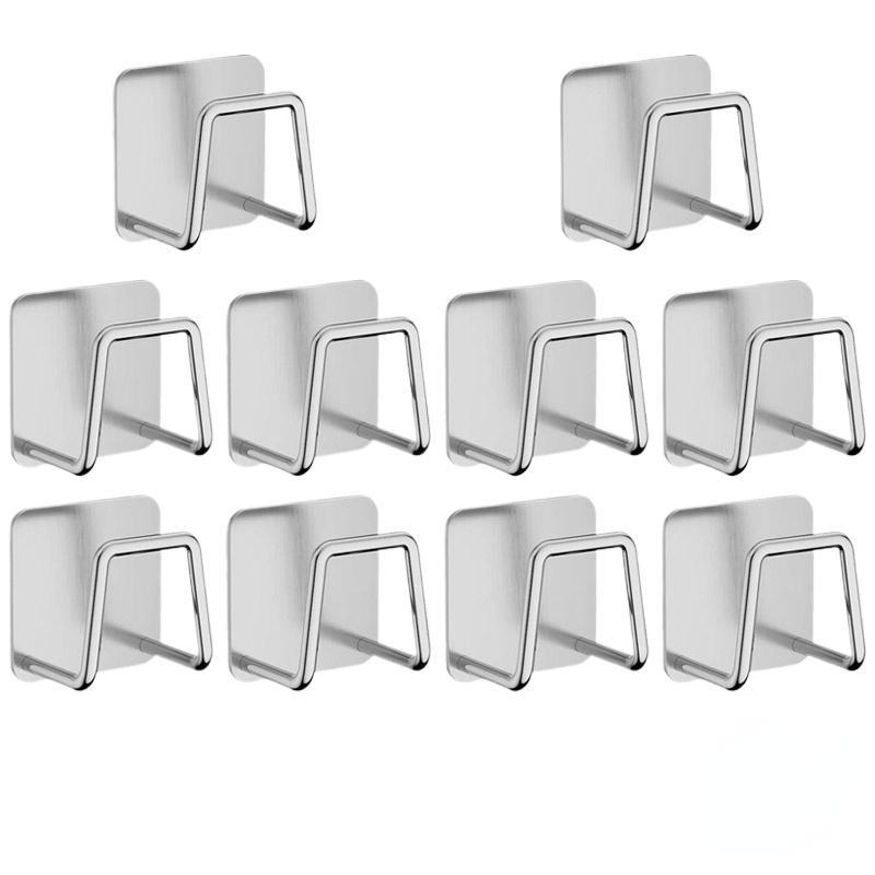 1-10pcs Kitchen Stainless Steel Sink Sponges Holder Self Adhesive Drain Drying Rack Shelf Household Wall Hooks Storage Organizer