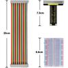 KEYESTUDIO GPIO Breakout Kit for Raspberry Pi - Assembled Pi Breakout + Rainbow Ribbon Cable + 400 Tie Points Solderless Breadboard