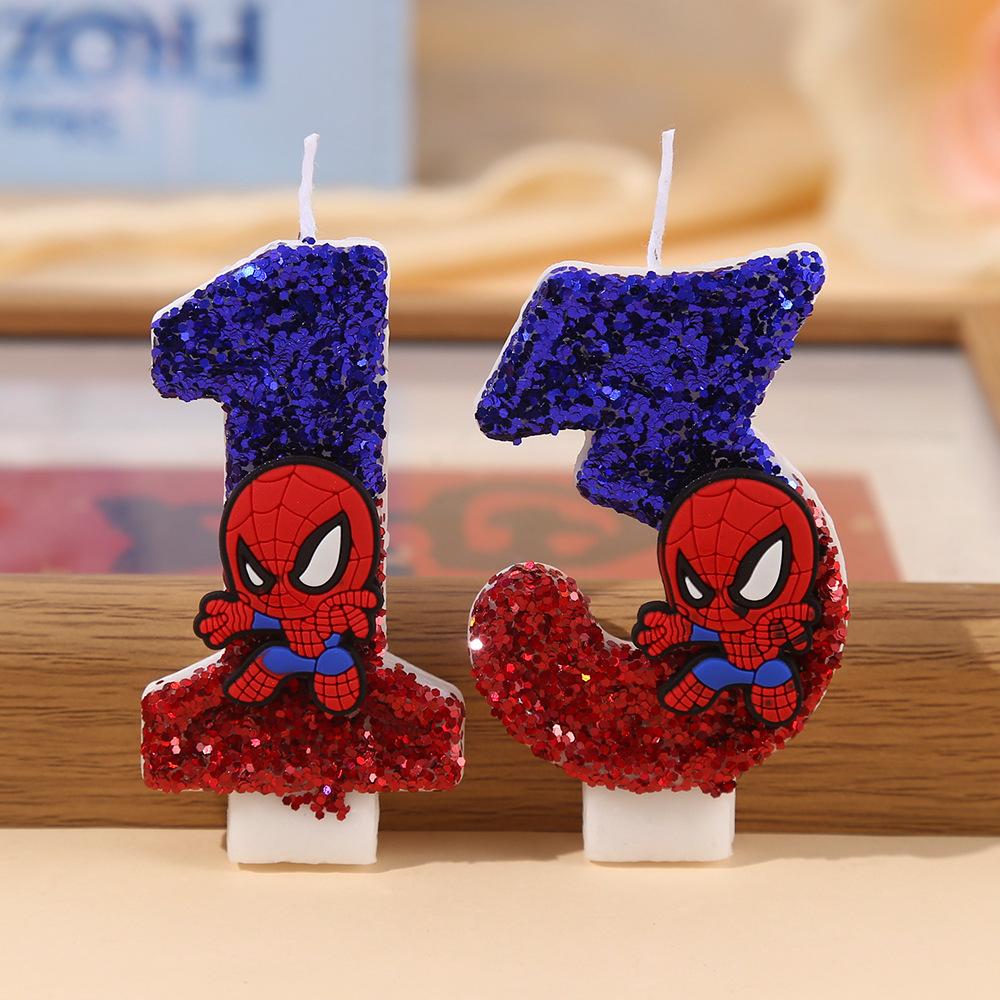 Spider-Man Original Fun Figure Candles Superhero Spiderman 0-9 Candles Cupcake Toppers Cake Decoration For Kids Boy Party Favors