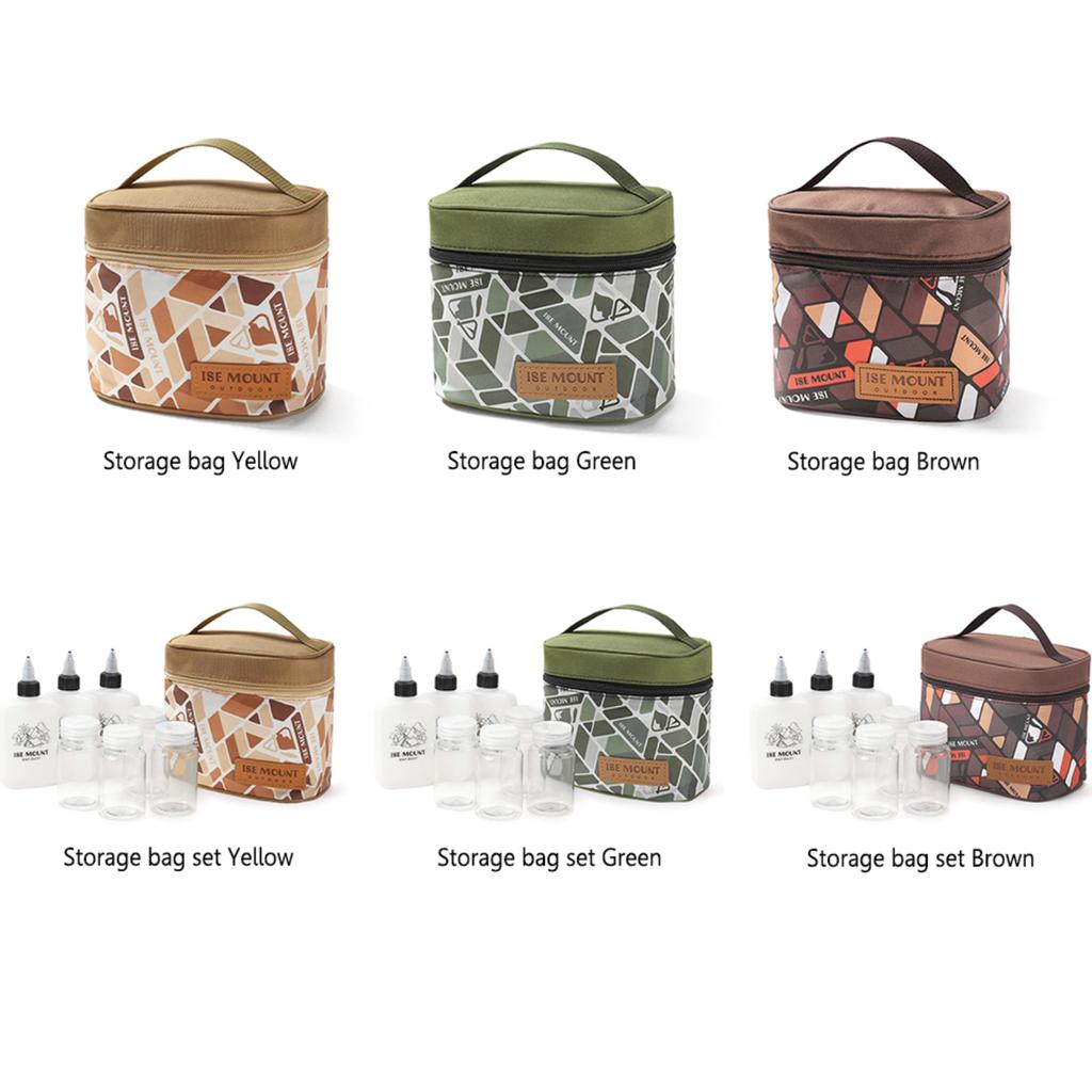 Seasoning Storage Bag Outdoor Spice Bottle Set Portable Folding Canvas Waterproof Capacity Camping Hiking Picnic BBQ Bag