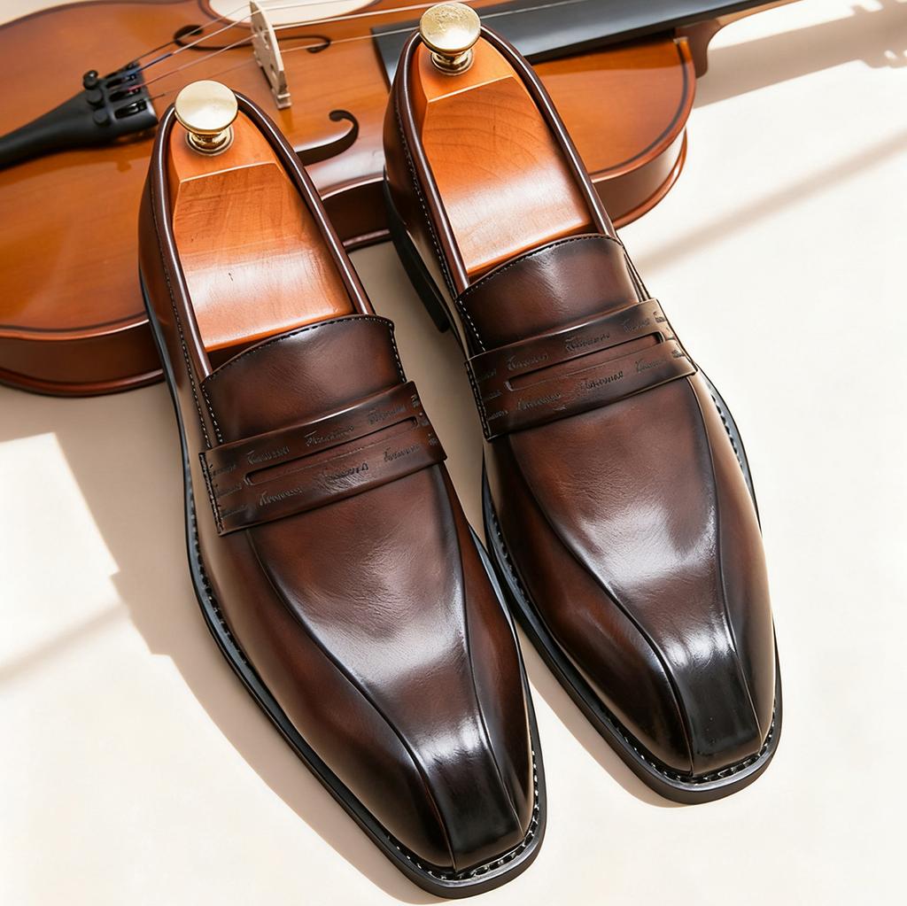 Men's Formal Leather Shoes British Style Oxford Slip On Loafers Breathable Non-Slip Business Dress Wedding Office Daily Commute