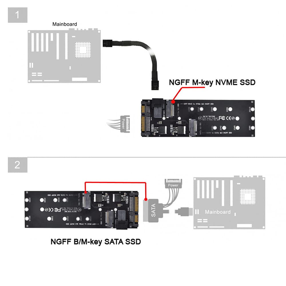 xiwai to U2 Kit NGFF to HD Mini SAS NVMe PCIe SSD SATA Adapter for Motherboards SFF-8643 M-Key