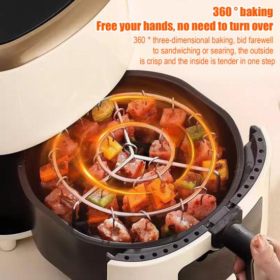 Air Fryer Skewer Stand Grill Rack with 48 Skewers Round Stainless Steel Vertical Meat Skewers Rack Air Fryer Accessories