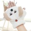 Dog Cartoon Plush Mittens Thickened Flip Cover Plush Gloves All-Match Half Finger Gloves  Winter
