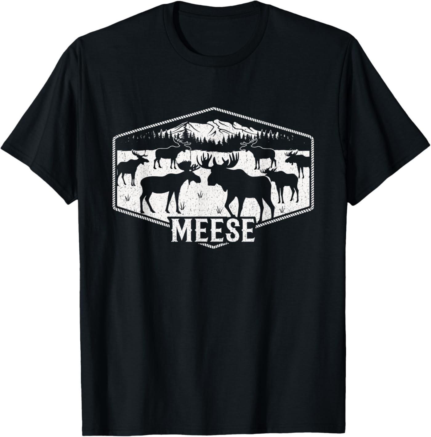 Meese Funny Moose Humor Camping Wildlife Outdoor Nature T-Shirt S разноцветный