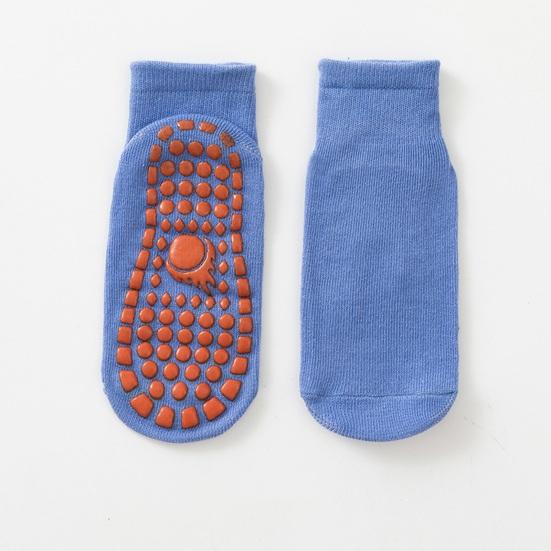 1 Pair Trampoline Socks Anti-skid Silicone Grip Bottom Great Friction Solid Color High Elasticity Sweat Absorption Adult Home Yoga Socks Floor Socks