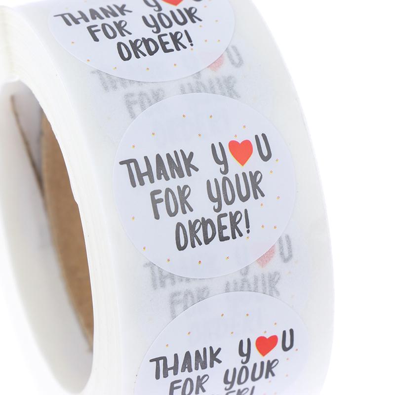 500Pcs/Roll Round Thank You For Your Order Sealing Stickers Gifts Bag Labels