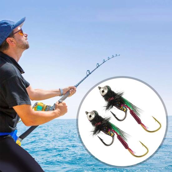 5Pcs Fly Fishing Lure with Sharp Hook Realistic Floating Hand Tied Feather Bionic Fly Fishing Bait Freshwater Saltwater Bass Trout Fishing Accessories