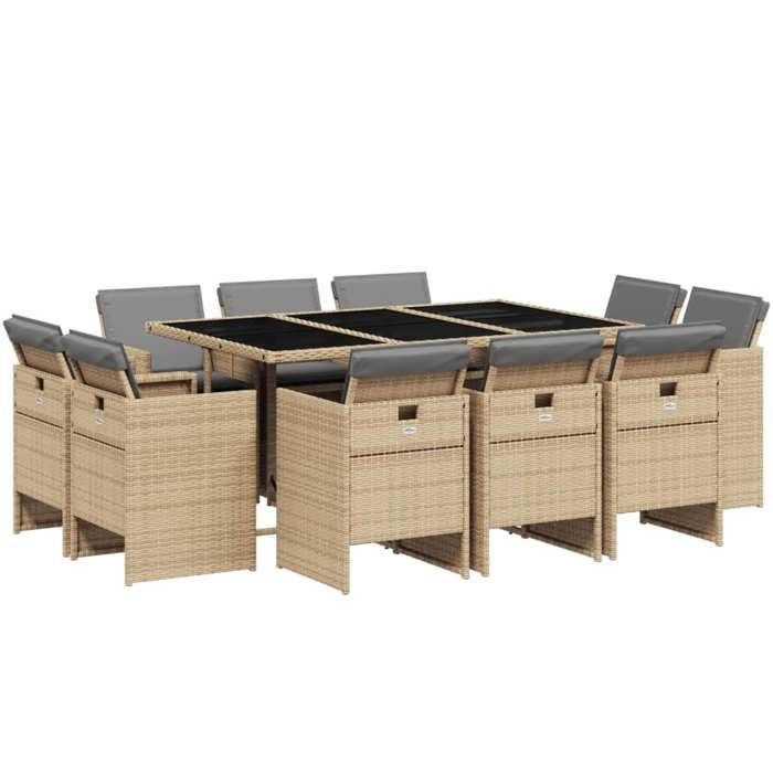 VidaXL Ensemble à manger de jardin et coussins 11 pcs mélange beige 3277799