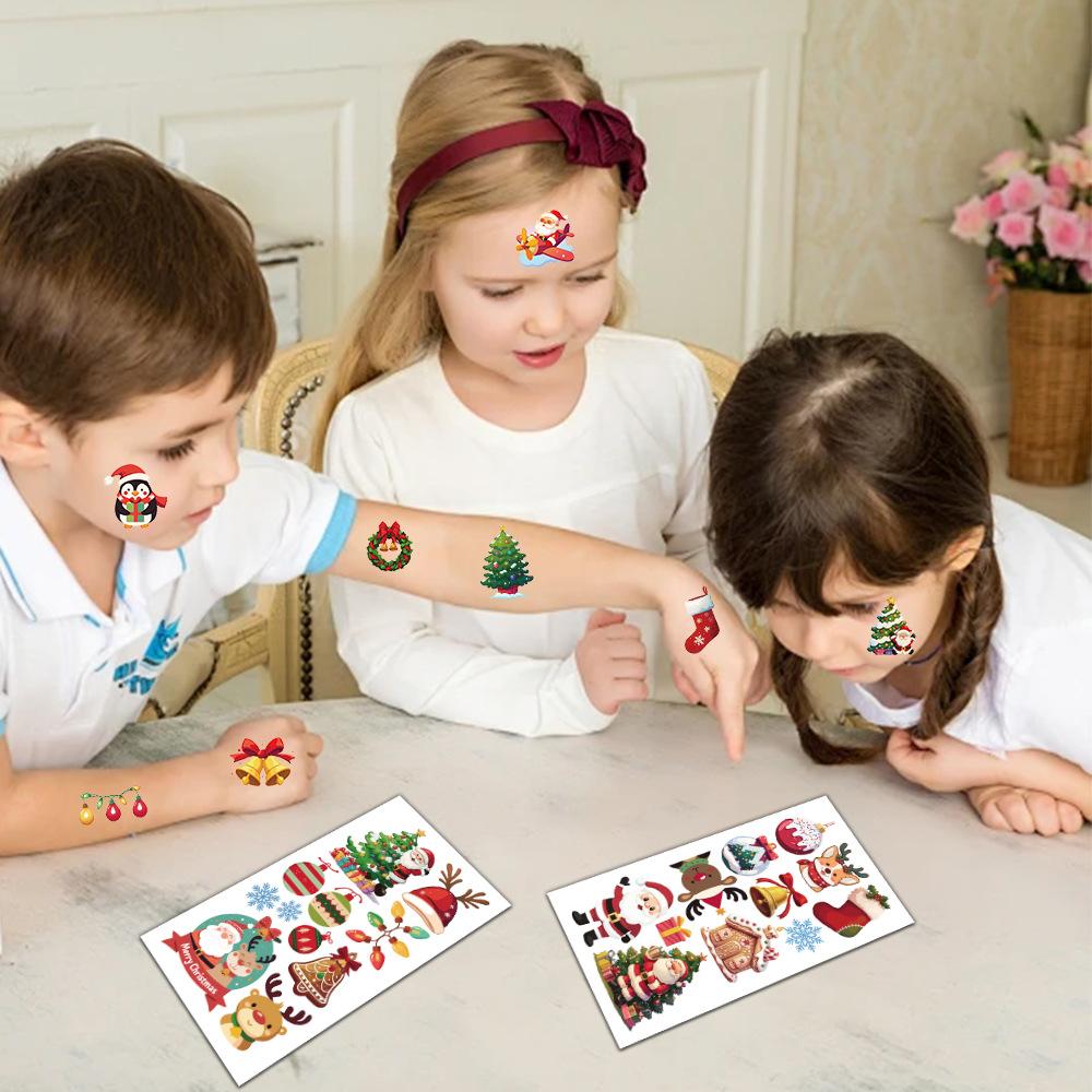 Christmas Tattoo Sticker - Waterproof - Children's Holiday Party - One-time Tattoo Sticker Sheet