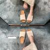 Sheepskin Version~ Genuine Leather Breathable Woven Thick-soled One-word Slippers for Women's Summer Wear Versatile Casual Vacation Cool Slippers