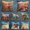 Sunset Beach Shells Starfish Pillow Case For 30x30cm45x45cm55x55cm For Home Bedroom Decoration And Protector