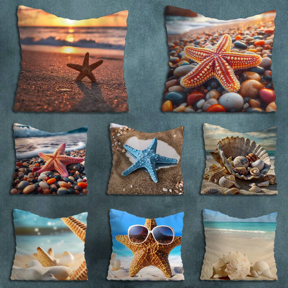 Sunset Beach Shells Starfish Pillow Case For 30x30cm45x45cm55x55cm For Home Bedroom Decoration And Protector
