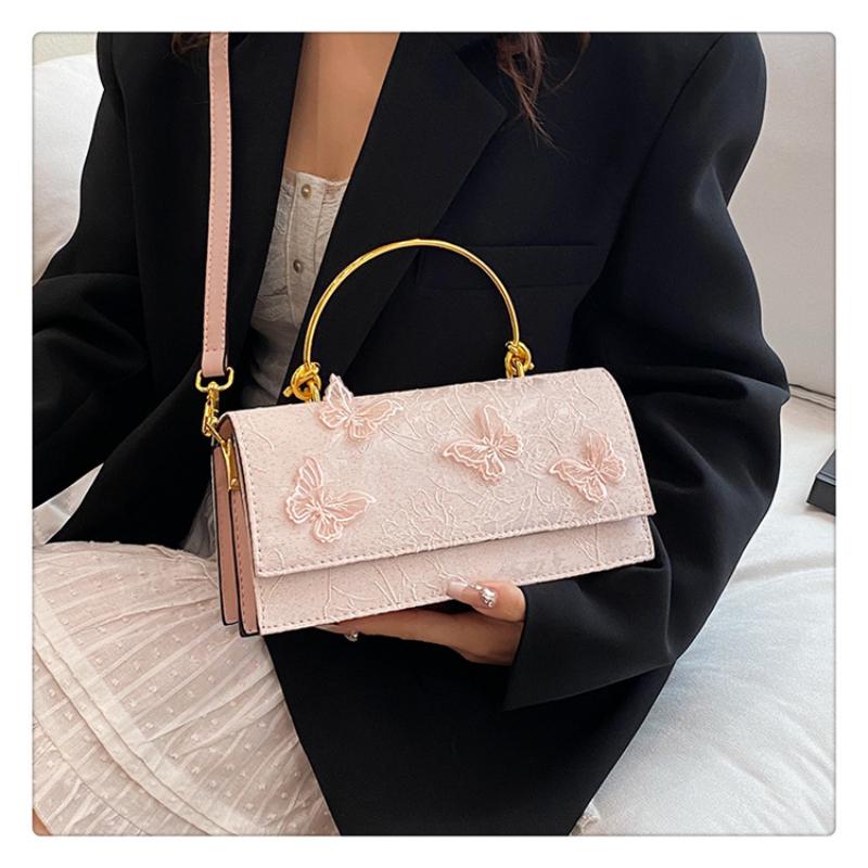 2025 Nuove Borse da Donna Mori Moda Ragazza Dolce Pizzo Fiocco Singola Spalla Manico Metallico Catena PU Borsa Quadrata Piccola alla Moda per Regali di Festa Femminili