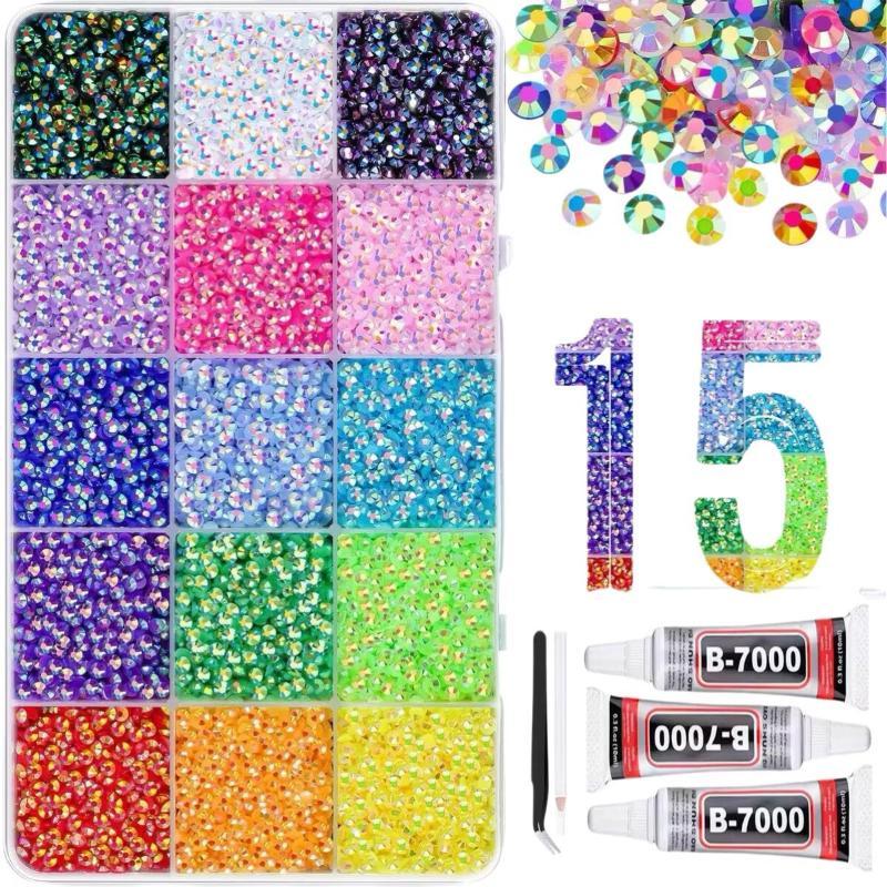 15 Colors Resin  Bedazzling Kit Jelly  Kit For Bedazzling Flatback Gems For Clothes Nail Book Diy