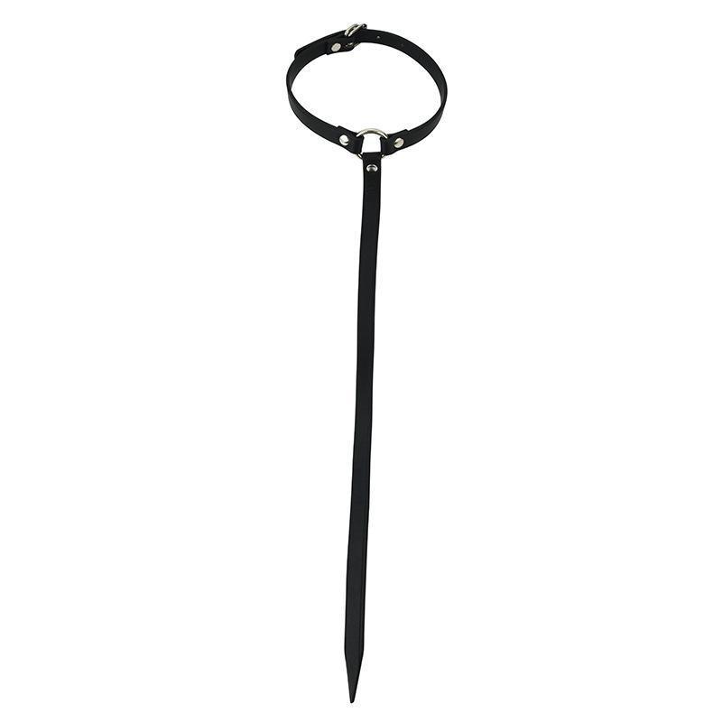 Rock Style Ushaped Leather Necklace With Geometric Elements For Unisex Wear