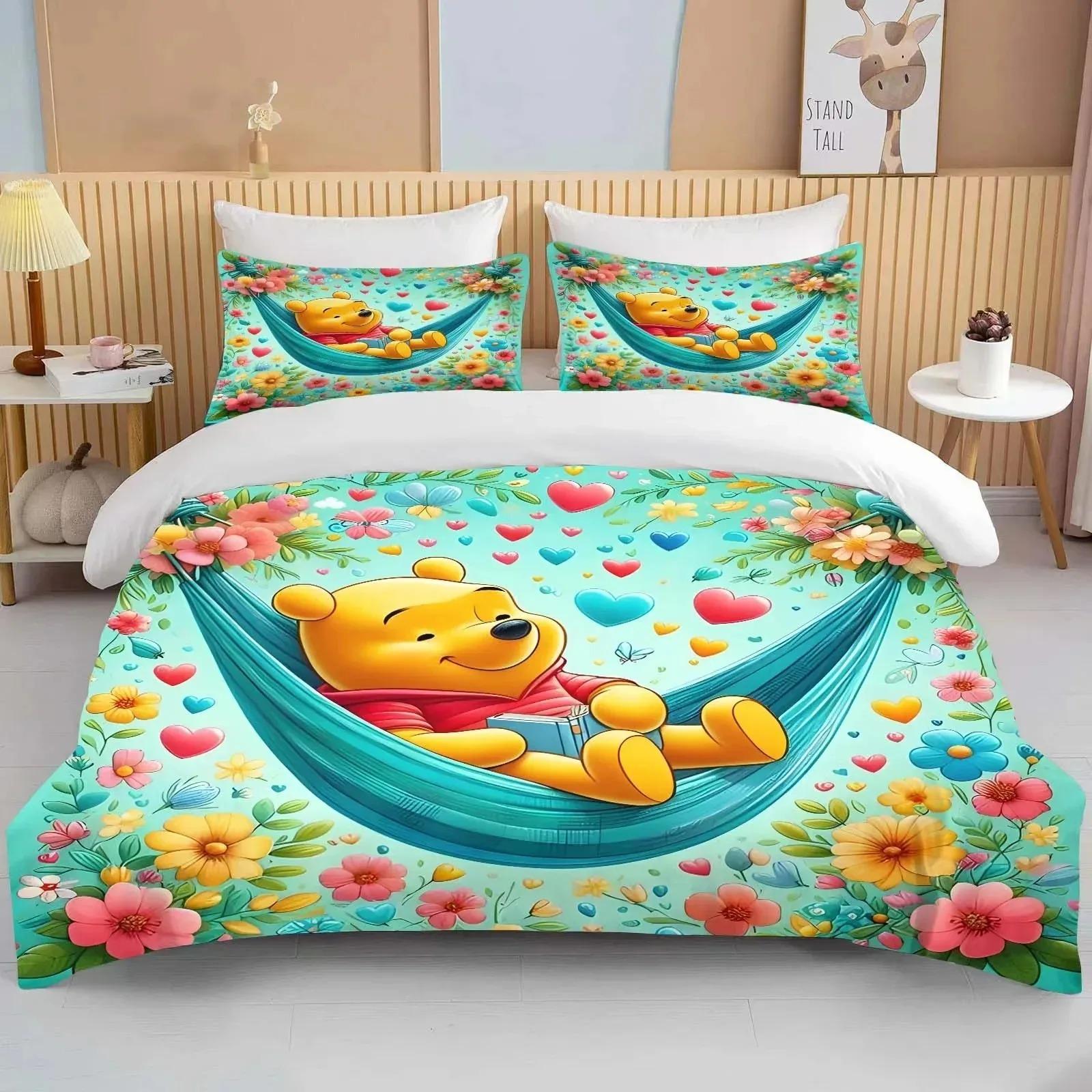 

Winie The Poh Bed Covers Beding Set,Carton Bear Cover Modern Printed 2/3-Piece Set 1 Bed Cover,Birthday Gifts Soft 100*200cm Single
