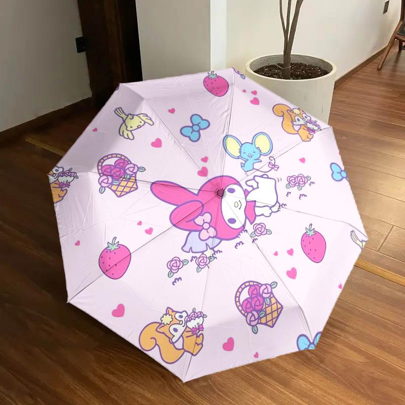 1pc My Melody Spring Basket Umbrella with Plastic Handle,Suitable for All Seasons Home Travel Outdoor UmbrellaSanlio524