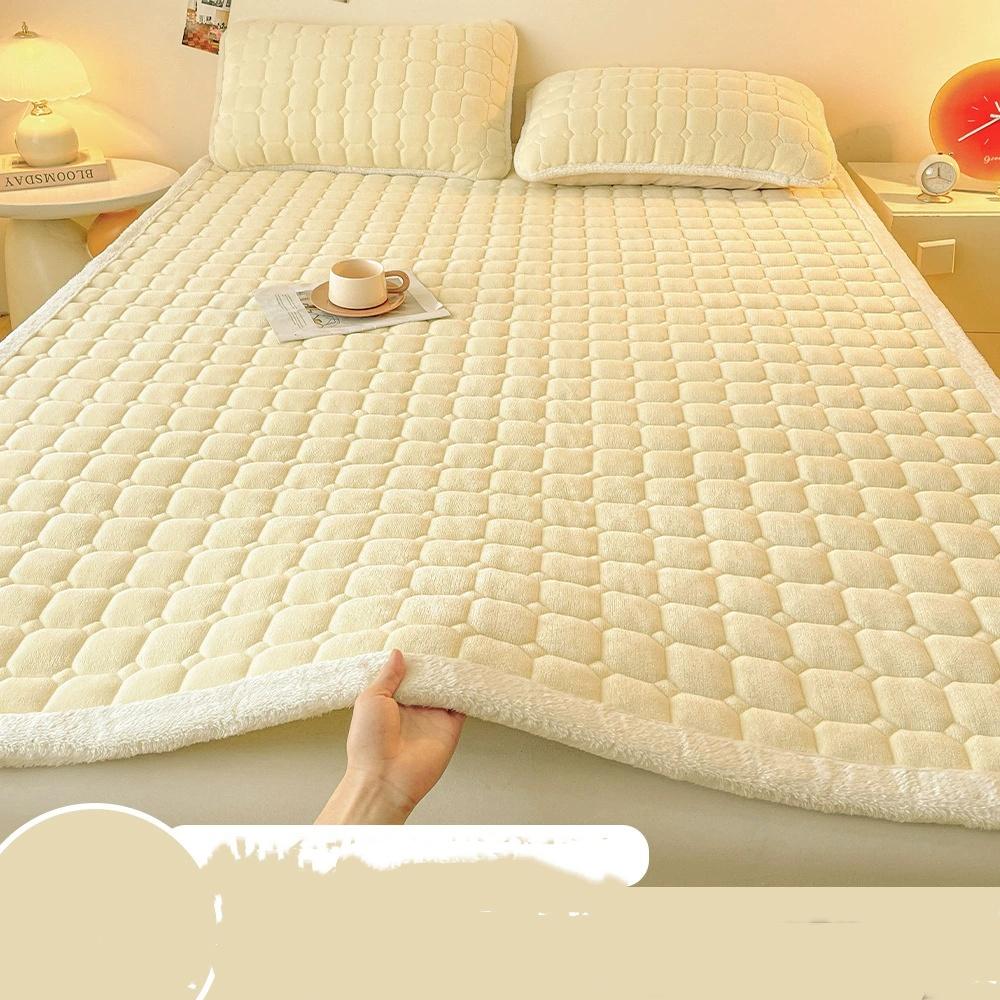 Milk Velvet Quilted Mattress Flannel Thickened Solid Color Tatami Mat Mattress Protective Mat