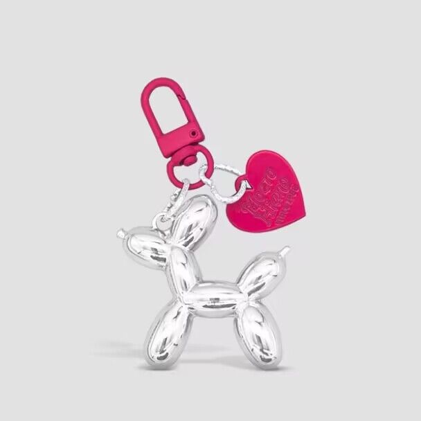 Cartoon Balloon Dog Couple Keychains Key Ring Women Men New Bling Cute Pet Bag Car Holder Airpods Box Jewelry Friend Gift