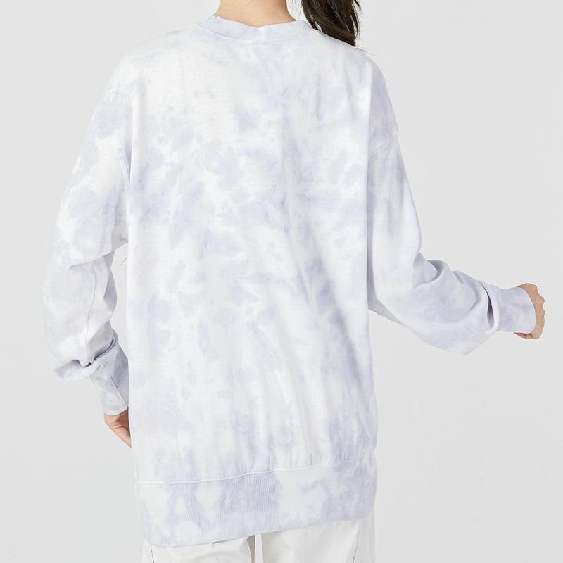 Nike Tie-Dye Logo Casual Round Neck Long Sleeve T-Shirt Women Tops Light-Purple DQ6157-580