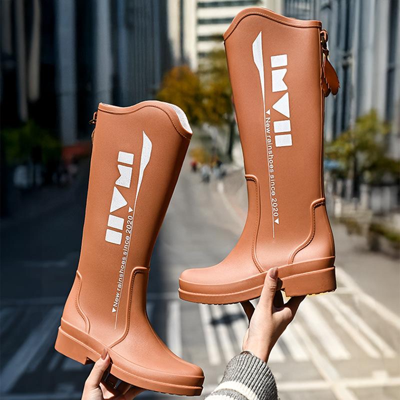 New printed high rain boots women's waterproof outdoor water boots wear-resistant outer rubber shoes kitchen work sleeve women's shoes