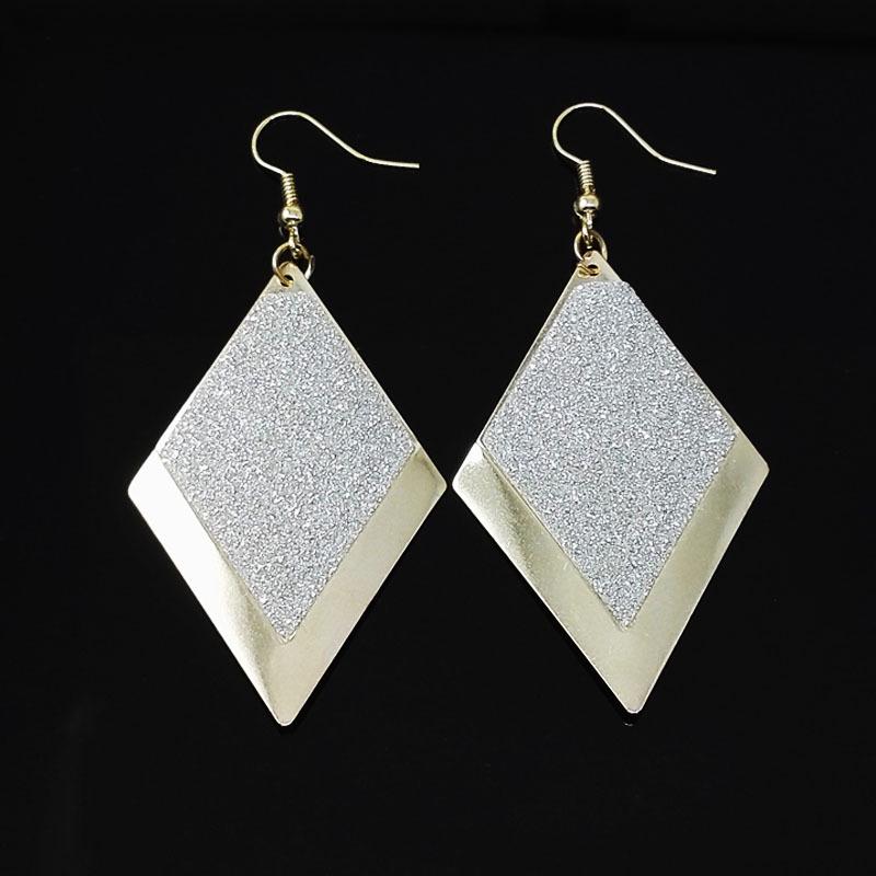 Women Simple Retro Dangle Earrings Frosted Rhombic Pendant Eardrop Jewelry Ear Decoration