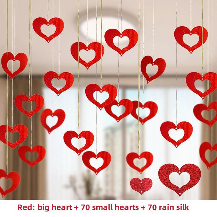 Balloon Pendant Wedding Decoration Birthday Party Bedroom Venue Decoration Heart Shaped Pentagram Rain Silk Sequin Pendant