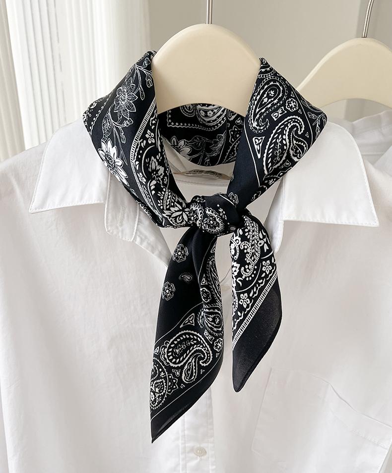 Women S Vintage Black Paisley Silk Square Scarf For Neck Decoration